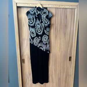 Joseph Ribkoff Elegant Black and Gold Women's Dress, long evening gown